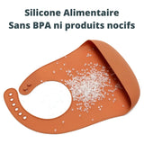 Bavoir silicone avec poche récupératrice