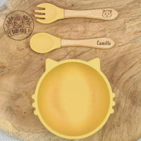 Coffret repas bébé bol chat personnalisé