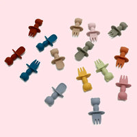 Cuillère et fourchette bébé silicone coloré