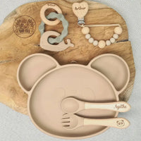Kit repas et dentition bébé personnalisé beige
