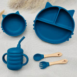 Set repas bébé personnalisé bleu marine en silicone, coffret naissance original Baby-Crea