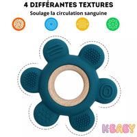 Nouveau anneau dentition bébé  bleu en silicone alimentaire personnalisé 