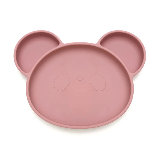 Assiette bébé silicone panda rose