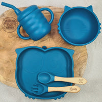 Coffret repas bébé personnalisé Baby-Crea hibou et chat