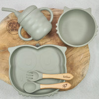 Coffret repas complet bébé personnalisé vert olive