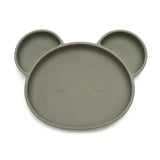 Zoom sur assiette bébé vert olive